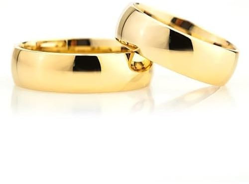 6 mm Ehering-Set 14 Karat vergoldet Paar passendes Ehering-Set Personalisierte Mann und Frau Silber-Ehering-Set