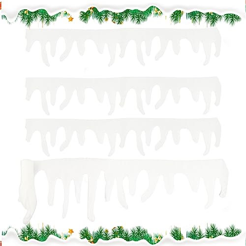Gukasxi 4 piezas de flecos de nieve artificiales de carámbanos de 1,2 m, guirnalda de carámbanos de Navidad, decoración de bordes de nieve para árbol de Navidad, chimenea, alféizar de ventana,
