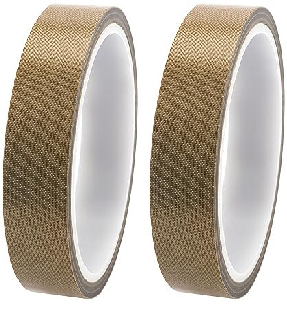 YIXISI 2 PCS PTFE Tape/Teflon Tape, High Temperature Adhesive Tape, PTFE Coated Fiberglass Teflon Tape, Vacuum Machine Sealer Tape, for Vacuum Hand Impulse Sealers (19mm x 10m)