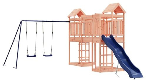 vidaXL Outdoor Playset | Durable Solid Douglas Wood | Multi-Activity Playground | With Climbing Tower, Wave Slide, Double Swing Set, & Sandpits | Perfect for Children aged 3-8