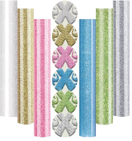 Glitter Puff Vinyl, 3D Puff Heat Transfer HTV for T Shirts & Fabrics, 6 Light Colors 30.5X25cm