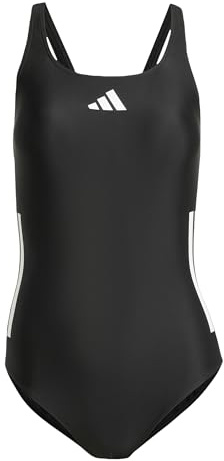 adidas Femme 3 Stripes C-Back Swimsuit Swimwear, Black/White, 44