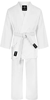 Playwell Adults Karate Premium White Silver Brand Uniform suit - 10oz (5/180cm)