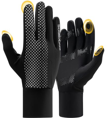 ROCKBROS Gants de Cyclisme pour Homme Femme, Gants de Course pour VTT Vélo Route Écran Tactil Antidérapants Respirant Confortable pour Vélo Randonnée Escalade Plein Air, Noir S