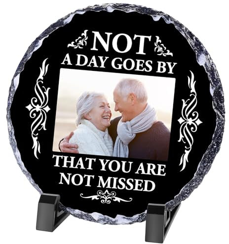 Personalised Memorial Plaque, Custom Rock Slate Frame with Photo Text, Customised Memorial Gifts for Loss of Loved One, Cemetery Decorations for Grave