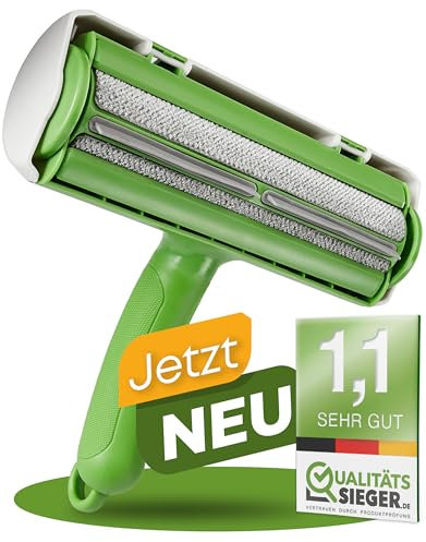 NEUHEIT 2025 - DOGGYBOO® Selbstreinigender Tierhaarentferner – Premium Fusselrolle für Hundehaare und Katzenhaare, Wiederverwendbarer Katzenhaarentferner für Sofa, Teppich, Bett und Auto (Grün)