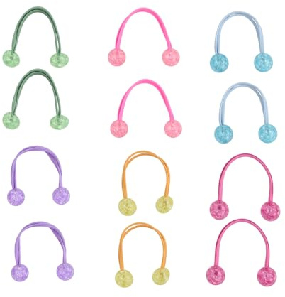 YILANJIN Coloré Anneau de Cheveux, 12 Pièces Porte-Queues de Cheval Élastiques à Double Boules, Multicolore Cordes à Cheveux pour Filles, Élastiques à Cheveux avec Boules pour Femmes, Filles, Enfants