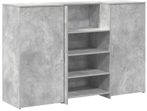 vidaXL Empfangstheke Betongrau 155x50x103,5 cm Holzwerkstoff, Empfangstresen, Salon Empfangstheke, Kassentheke, Empfangstisch, Büro Empfangstheke