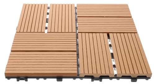 SHINEOFI Losas De Suelo Entrelazadas Para Jardín Terraza De Balcón y Patio Exterior Baldosas Decorativas De Madera y Plástico Para Suelo