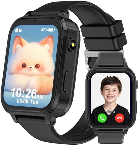 clleylise Smartwatch Kinder mit GPS und Telefon, 4G Kinder Smartwatch, Voice Chat, SOS IP68 Wasserdicht Spiel Wecker Touchscreen, Smart Watch für Jungen Mädchen 4-16 Jahre (Black-4G)