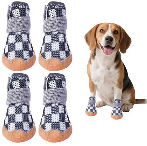 4 unidades de zapatos para perros pequeños, botas de verano transpirables para perros con suela de goma antideslizante, zapatos para perros protectores de patas para calles calientes, pasear al aire