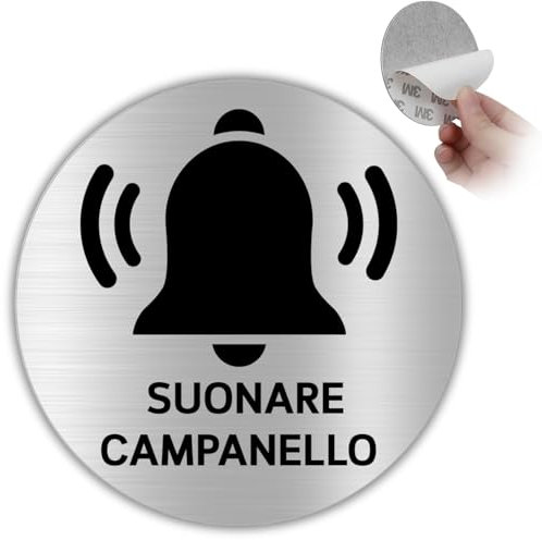 LEIASA | Señal adhesiva sonar timbre - Diámetro Ø 100 mm - Grosor 0,8 mm - Aluminio - Placa para tocar el timbre - Señal Pulsar Timbre - (Señal Timbre)