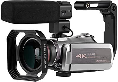 JOJIDE Camescope Numerique, Vlog caméra caméscope 4K Professionnel 64X Zoom numérique IR Vision Nocturne for Le Tournage vidéo de Blogueur(Bundle B)