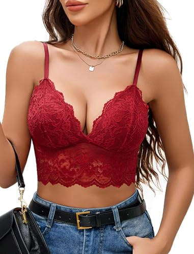 Avidlove dam spets bustier camisole sexig crop top V-ringad bralette undertröja bh spagettiremmar tank basic magfri toppar festival going outfit