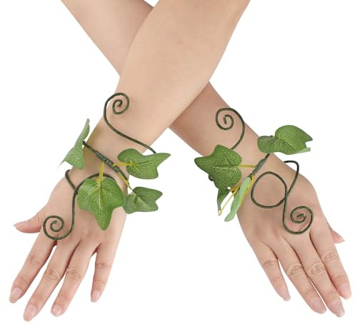 Pack of 2 Poison Vines Arm Covers Forest Bracelets Fancy Dress Costumes Carnival Fantasy Forest Mother Nature Costume Renaissance Costume Medieval Costume Aesthetic Accessories for Adults Women
