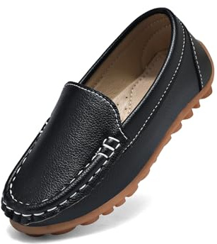 Yeeteepot Mocassins pour Enfant PU Cuir Loafers Noir 30 EU = 31 CN