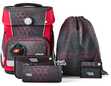 SCHOOL-MOOD Champion Maxx Mika (Drache), 6-tlg. Schulranzenset höhenverstellbar, 22 Liter, 1,1 kg Grundschule 1.-4. Klasse, Modell 2026
