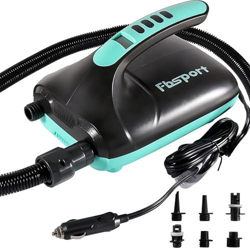 Inflador Electrico Paddle Surf, Bomba de Aire Eléctrica Portatil 20PSI, 12V DC Hinchador con Función de Apagado Automático y LCD, Inflado y Desinflado 2 en 1, para Kayak Colchón de Aire Tienda y Barco