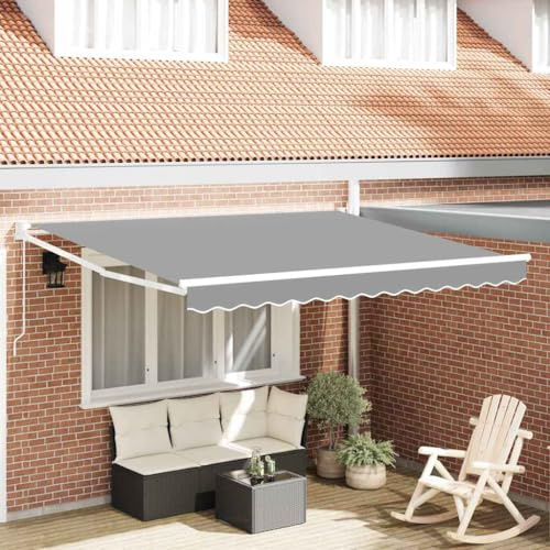 LoogCape Toldo extensible con brazo articulado, color blanco, 350 x 250 cm, aluminio y acero para balcón, terraza, jardín, protección solar, protección contra la intemperie, protección UV, extensible