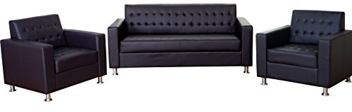 Mendler 3-1-1 Sofagarnitur Kunda, Couch Loungesofa Kunstleder, Metall-Füße - Coffee