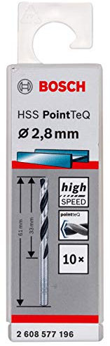 Bosch Professional 10-Piece PointTeQ HSS Twist Drill Bit (for Metal, 2.8 x 33 x 61 mm, Drill Driver Accessories)