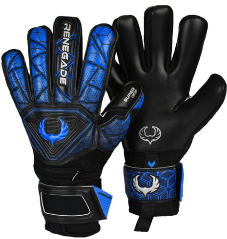 Renegade GK Vortex Shadow Goalie Gloves | 3.5+3mm Hyper Grip & 4mm Duratek | Black & Blue Goal Keeper Gloves (Size 10, Adult, Mens, Negative Cut, Level 3)