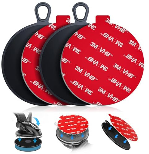 volport 2pcs 2.95/75mm Dashboard Pad Mounting Disk for Suction Cup Mount with 2pcs 2.76/70mm 3M VHB Heat Resistant Sticky Adhesive Replacement Sticker for Smartphone/GPS/Dashcam/Tablets Holder