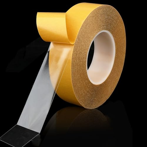 Super Thin Double Sided Adhesive Tape 1Inch x 66Feet Transparent Sticky Tape for Making DIY Crafts, Paste Photo, Scrapbook, Gift Wrap, Rug Fixed, Woodworker, Fashion Clothing, Wall Decor, Cat Training