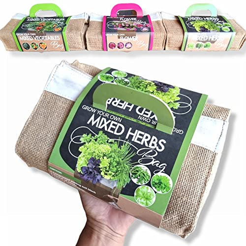 ANTEVIA - Kit de culture d'herbes aromatiques| Jardin potager prêt à pousser| Contenu : Sac - Graines de diverse herbes aromatiques - Notice - Terreau... (Bag mixed herbs)