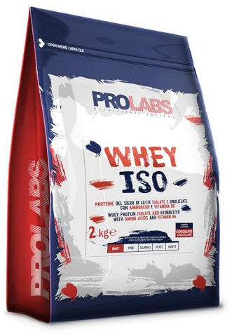 PROLABS WHEY ISO - 2 Kg - Cioccolato - Proteine del siero di latte isolate e idrolizzate – Con aminoacidi - Crescita della massa muscolare - Elevato valore biologico - Ottimo per gli sportivi