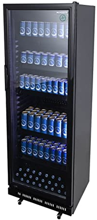 Gastro-Cool - Glastürkühlschrank - schwarz - Tür selbstschließend - GD360