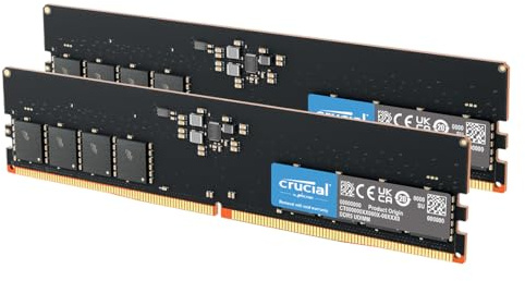 Crucial RAM DDR5 64GB Kit (2x32GB) 5600MHz, Memoria PC (o 5200MHz / 4800MHz) CL46 - CT2K32G56C46U5