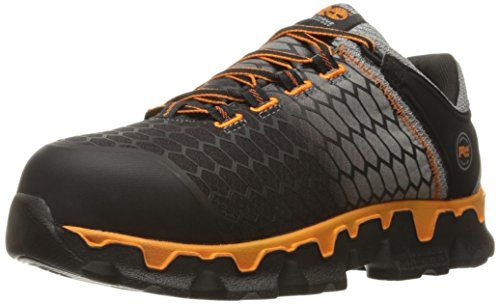 Timberland PRO Men's Powertrain Sport Alloy Safety Toe Static Dissipative Industrial Athletic Work Shoe, Black/Grey/Orange-2024 New, 11.5 W