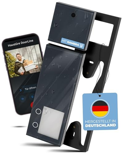 DOORLINE® Video Türklingel mit Kamera kabellos [kompatibel mit Fritz!Box + App-Steuerung] anthrazit, Made in Germany | Gegensprechanlage mit Türöffner | Videotürklingel kabellos, Türsprechanlage