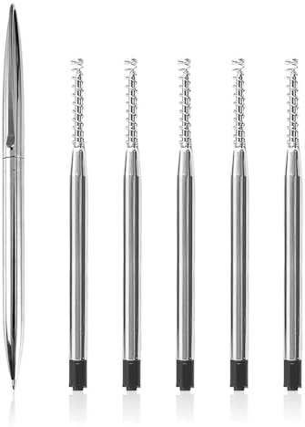 1 Rodillo De Acero Inoxidable Y 5 Recambios De Repuesto, Rodillos De Negocios, Instrumentos De Escritura, Bolígrafos De Gel Sencillos Y Elees