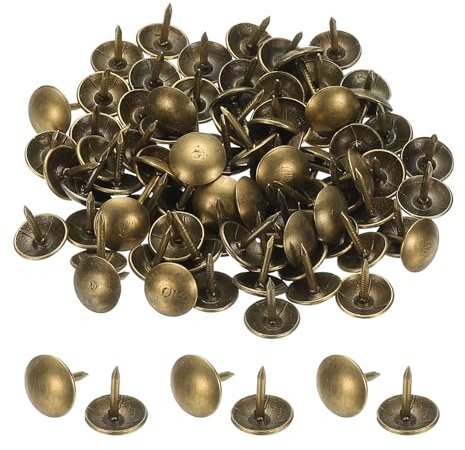 PATIKIL 200 Pcs Upholstery Tacks 0.35 x 3/8 Head Dia Vintage Thumb Nails Pins Round Head Metal Push Tack Pin for DIY Furniture Sofa Chair Decor