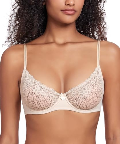 DotVol Soutien-Gorge Balconnet Femme Dentelle résille sous-vêtements Transparents avec Armatures Soutien-Gorge Non rembourré