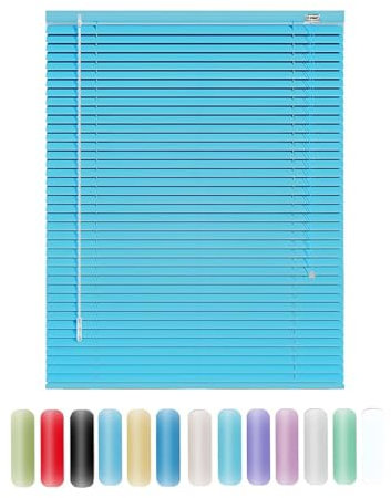Jalousie Aluminium 25cm 45cm 50cm 70cm 90cm 100cm 120cm 160cm Breit, Alu-Jalousetten, Sichtschutz, Jalousette Horizontale tür Fenster Innen Außen Küche Haushalt(Sky Blue)
