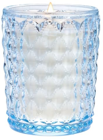 M&SENSE Doftljus stor päron & fresia | sprakande ljus med träveke | 470 g 100 timmar lång brinnande sojavax doftande ljus i glas | lyxigt ljus gåva för män och kvinnor 40 ml