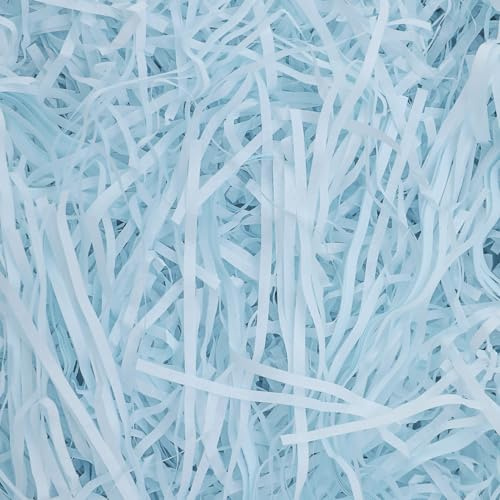 Candcamp 200g Light Blue Shredded Tissue Paper | Raffia Filler for Packaging Protection Decoration for Birthdays Weddings Festivals Gift Boxes Hampers and Filling