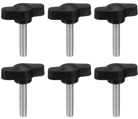 PATIKIL Viti A Farfalla Tee M5 X 25mm, 6Pcs Viti Meccaniche In Acciaio Al Carbonio Con Manopola Per Rimozione Sostituzione Serraggio Manuale Pomelli Alimentazione, Nero