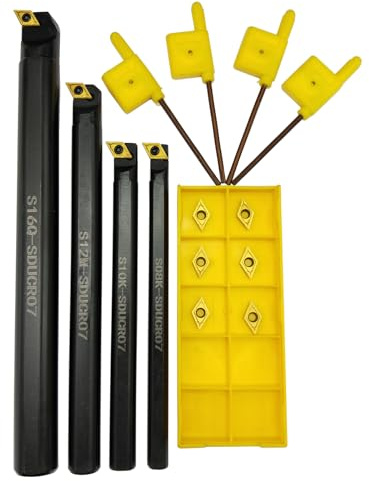 ASZLBYM 14piezas agujero interior Herramienta de torneado de S08K/S10K/S12M/S16N-SDUCR07 Portaherramientas de torneado de torno CNC y 10 piezas CCMT060204 CCMT21.51 inserto de torneado de carburo
