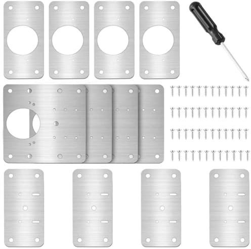 Leyrens 12 Pièces Charnière Porte Placard, Kit de Réparation Charnière Meuble avec Vis, Plaques en Acier Inoxydable Plaques de Réparation de Porte Armoire de Cuisine, pour Bois, Portes