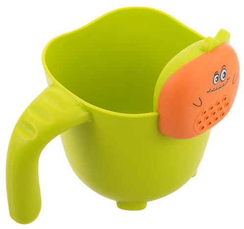 Homoyoyo Bath Rinse Cup with Spout, Green Cartoon Hair Washing Pour Cup, Bath Tub Accessory for Gentle Water Flow and Easy Hair Rinsing