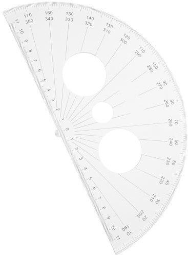 DIKACA Rapporteur Demi-cercle Plastique Grand Angle, Règle Multifonction Compacte Transparente pour Mesure Précise D’angles, Outil Dessin Technique Portable Fournitures Scolaires