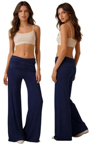 Corail Pantalon Yoga Bootcut Femme Taille Haute Élastiquée Jambe Droites Léger Pantalons de Yoga Pilates Casual Palazzo Jupe-Culotte Évasé Décontracté Flared Pants Fluide D'Été Pantalon 2026 S M L XL