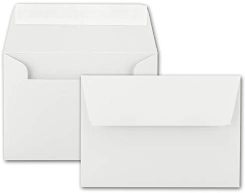 50x Brief-Umschläge B6 - Naturweiß - 12,5 x 17,5 cm - Haftklebung 120 g/m² - breite edle Verschluss-Lasche - hochwertige Einladungs-Umschläge