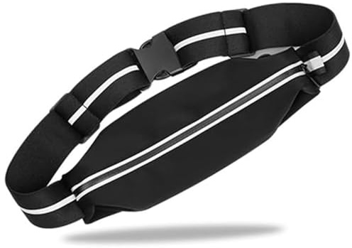 FITNESS FAVOR Triathlon Race Belt with Bib Holder - Water-Resistant Zipper Pouch - Reflective Running Belt for Phone, Gels & Keys - Adjustable No-Bounce Waist Pack for Marathon, 5K, and Cycling