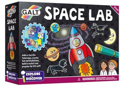 Galt Space Lab – Explore & Discover Science Kit with 12 Fun Out-of-This-World Experiments for Kids – National Curriculum STEM Toys with Glow Stars & Telescope Lenses, Educational Toys for 6+ Year Olds
