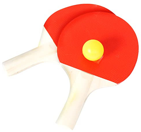 SPORTSIDE - Set mit 2 Tischtennisschlägern und 3 Bällen - Schlägerspiel - Komplettes Set - Tischtennis - 046581 - Mehrfarbig - Holz - 25 cm - Sportartikel